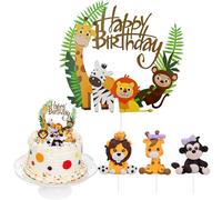 Animales de la Selva Toppers para Tartas de Cumpleaños Infantiles - Decoración para Cupcakes y Pasteles 3D