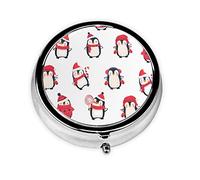 Animales de Navidad lindo pingüino, pastillero, pastillero cuadrado para bolsillo o monedero, pastillero pequeño, organizador de pastillas de viaje