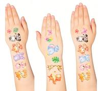 Animales de tatuaje con lentejuelas infantiles, 12 hojas de tatuajes de animales para niños, tatuajes ephemere animales para niños, regalo para la entrada escolar, regalo de cumpleaños para niños