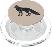 Animales de Zorro Gris Oscuro sobre Arena marrón Beige Amante de los Animales Salvajes PopSockets PopGrip para MagSafe