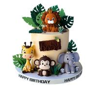 Animales Decoración Pastel, 4 Piezas Decoración Tartas Selva, Safari Animals Cake Topper, Decoración de Pastel Animales de la Selva Toppers, Baby Shower Decoraciones Fiesta Cumpleaños