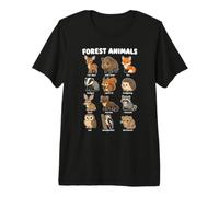 Animales del Bosque Gráfico De Dibujos Animados Lindo Arte Camiseta Premium