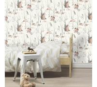 Rasch Papel pintado 300048 con animales del bosque en color beige, marrón y verde; papel pintado para habitación infantil - 10,05 m x 0,53 m (largo x ancho)