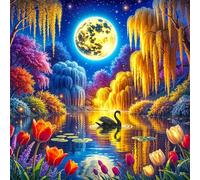 Animales del Lago Moonlight Puzzle 80 Piezas Rompecabezas para Adultos 80 Piezas Juego de desafiante Rompecabezas Familiar Regalo Adulto