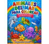 Animales del Mar para Colorear: 50 dibujos grandes y fáciles para niños de 3 a 6 años