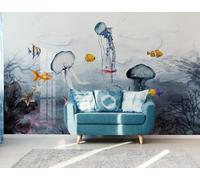 Animales Del Mundo Submarino Dibujados A Mano Con Tinta China 3D Papel Pintado Pared Fácil Instalación Oficina Sala Estar Sofá Dormitorio TV Fondos Decoración-430cm×300cm
