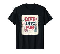 Animales del océano con divertido traje de buceo en el discurso divertido Camiseta
