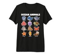 Animales del Océano Delfín Tiburón Ballena Lindo Gráfico Camiseta Premium
