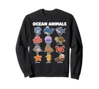 Animales del Océano Delfín Tiburón Ballena Lindo Gráfico Sudadera