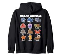Animales del Océano Delfín Tiburón Ballena Lindo Gráfico Sudadera con Capucha
