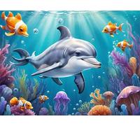 Animales del Paisaje de Delfines - Puzle de 200 Piezas - Rompecabezas DIY Pintura, Entretenimiento Creativo, para Adultos Mayores de 14 años Decoración del Hogar