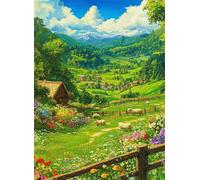 Animales del paisaje de la granja Pintar por Numeros Adultos - Pintar con Pinceles y Pinturas Acrílicas Kit de Lienzo Cuadros por Numeros Para Pintar Pared del Hogar Decoración - 60x75cm sin Marco