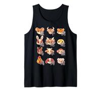 Animales del Zodíaco Chino Lindo Kawaii Año Nuevo Chino Camiseta sin Mangas