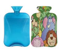 Animales elefante león pájaro botella de agua caliente con cubierta de 2 L, palmera tropical PVC bolsa de agua caliente para manos calentador de pies, alivio del dolor, compresa caliente y terapia de frío