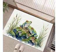 Animales en acuarela Felpudo Decorativas, Alfombrilla Verde Hojas de musgo de rana Antideslizante Junta de Goma Alfombras para Suelos para Exteriores e Interiores Entrar Terraza Garaje 45 x 75 cm