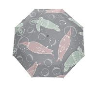 Animales Espaciales Tortugas Pingüinos Paraguas Plegable Automático Paraguas de Viaje Mujer Niño Niña Protección UV Resistencia Viento Impermeable
