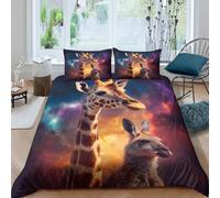 Animales Galaxia Funda Nórdica Impresión 3D Microfibra Decoración Dormitorio Cama Giraffe/Llama Conjunto Suave Transpirable Hogar Super King（260x220cm）