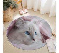 Animales Gatitos Mantas Alfombras Redondas Antideslizantes 180 Cm Rosa Suave, Lavable A Máquina, Alfombras De Suelo Que No Se Desprenden para Dormitorio