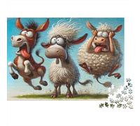 Animales Graciosos de la Granja Puzzle de 1000 Piezas Papel para Adultos Escena Humorística de Granja Relajación Interacción Familiar Atención Decoración Regalo 52x38cm/1000pcs