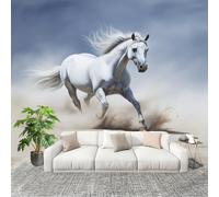 Animales Hd PatróN de Caballo Fotomurales 350x256 cm Papel Pintado Tejido No Tejido Fotomural Blanco Efecto 3D Papel Tapiz Decorativos para Dormitorio Salón TV Pared Murales Póster