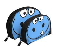 Animales hipopótamo, Bolsa de Maquillaje de Concha, Monedero pequeño para Mujer, Bolsa de artículos de tocador, Bolsa de cosméticos, 2 Piezas
