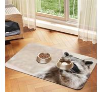 Animales Inteligentes Mapache Naturaleza,Tapete para Comida de Mascotas, manteles Individuales de Cuero sintético para Gatos y Perros,30x45cm