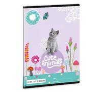 Animales lindos: Cuaderno rayado con diseño de gatitos - 3er grado, 12-32, A5