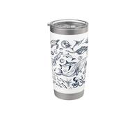 Animales Marinos Diseño Vintage Retro Océano Lindo Criaturas Mar Vaso térmico de acero inoxidable de doble pared