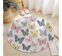 Animales Mariposas Jardín Alfombras Redondas Antideslizantes 90 Cm Rosa Suave, Lavable A Máquina, Alfombras De Suelo Que No Se Desprenden para Dormitorio