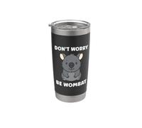 Animales minimalistas pequeños simple don't worry be Wombat Vaso térmico de acero inoxidable de doble pared