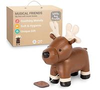 Animales musicales de Little Big Friends | Caja de música para bebé | Peluche de animal musical | Fácil de limpiar | Tejido suave | Bruce el alce