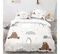 Animales Nórdicos 135 X 200 Cm Ropa De Cama Antiarrugas Sin Hierro Poliéster Fundas Nordicas para Cama De 90 Viene con 2 Fundas De Almohada De 40X75Cm.
