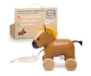 Animales para pasear con Correa de Little Big Friends | Juguete móvil con Correa para bebé | Juguete Tradicional | Fácil de Limpiar | Tejido Seguro para bebés | El Caballo Carlos