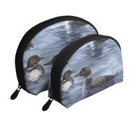 Animales Pato, Bolsa de Maquillaje de Concha, Monedero pequeño para Mujer, Bolsa de artículos de tocador, Bolsa de cosméticos, 2 Piezas