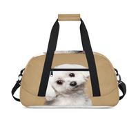Animales Perro Niños Bolsas de lona para Niñas Niños, Lindo Perro Maltés Durante la Noche Bolsa de Viaje 24L Sport Gym Duffel Bag Practice Tote Carry Bag, color, 24 L, Organizador de bolsas