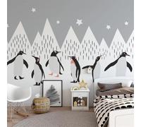 Animales Pingüinos Abstracto Picos De Montaña Estrellas 3D Papel Pintado Pared Fácil Instalación Oficina Sala Estar Sofá Dormitorio TV Fondos Decoración-250cm×170cm