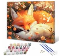 Animales Pintar por Numeros Niños, Pintar por Numeros Adultos Zorro Paint by Numbers Principiantes, Manualidades Niños 10 Años DIY Kit de Pintura al Óleo de Lienzo Decoracion 20x30cm Sin Marco Y3-595