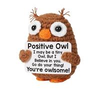 Animales positivos de ganchillo - Búho hecho a mano de ganchillo para apoyo emocional, regalos de aliento con búho positivo con animales motivacionales con papel, muñeca de apoyo para