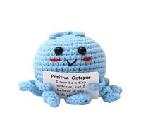 Animales positivos de ganchillo - Muñeca de pulpo de punto, juguete inspirador portátil hecho a mano, tarjeta de aliento ligera | Bonito regalo de apoyo emocional para profesores