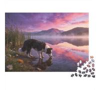 Animales Puzzle 1000 Piezas Cartón Puzzle Grande Adulto Difícil Collie fronterizo Coleccionable Puzzle para Hacer En Familia 52x38cm/1000pcs