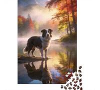 Animales Puzzle 1000 Piezas Cartón Puzzle Grande Adulto Difícil Collie fronterizo Coleccionistas Rompecabezas Familiar 52x38cm/1000pcs