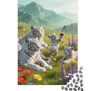 Animales Puzzle 1000 Piezas Cartón Puzzle Grande Adulto Difícil Tigre Blanco Puzzle Familiar Regalo Original 52x38cm/1000pcs