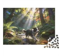 Animales Puzzle 1000 Piezas Cartón Puzzle Grande Adulto Relajarse Collie fronterizo Puzzle Familiar Padres E Hijos 52x38cm/1000pcs