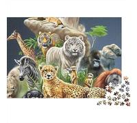 Animales Salvajes Africanos Puzzle de 1000 Piezas Papel para Adultos Escena de Jungla Juego de Puzzle 1000 Piezas Relajante Hogar 52x38cm/1000pcs