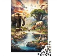 Animales Salvajes Africanos Puzzle de 1000 Piezas Papel para Adultos Paisaje Natural Concentración Decoración Hogar Relajante Regalo Familiar 70x50cm/1000pcs