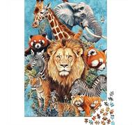 Animales Salvajes Africanos Puzzle de 1000 Piezas Papel Puzzle para Adultos Escena Naturaleza Selva Relajante Atención Familia Decoración Regalo 38x26cm/1000pcs