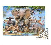Animales Salvajes Africanos Puzzle para Adultos Puzzle de 1000 Piezas Escena de Encuentro Relajante Regalo Hogar 38x26cm/1000pcs