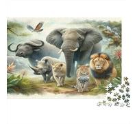 Animales Salvajes Africanos Puzzle para Adultos Puzzle de 1000 Piezas Jungla Natural Juego de Puzzle 1000 Piezas Papel Familia Decoración Relajante Regalo 38x26cm/1000pcs
