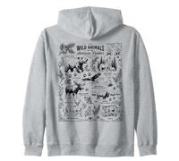 Animales Salvajes de la Frontera Americana Vintage Sketch Collage Sudadera con Capucha