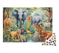 Animales Salvajes de la Selva Puzzle de 1000 Piezas Papel para Adultos Escena Natural Colorida Juego de Puzzle 1000 Piezas Relajante Decoración Regalo 38x26cm/1000pcs